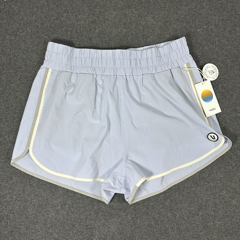 Vuori Women's Cardiff Shorts Gray Striped 3" Performance Activewear Size M